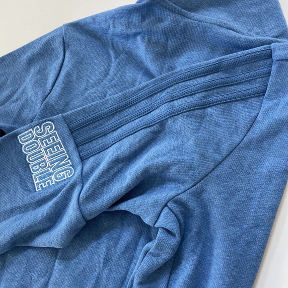 Adidas Sweater Women's 3-Stripes Quarter Zip A555 Blue Size Large - Picture 10 of 11